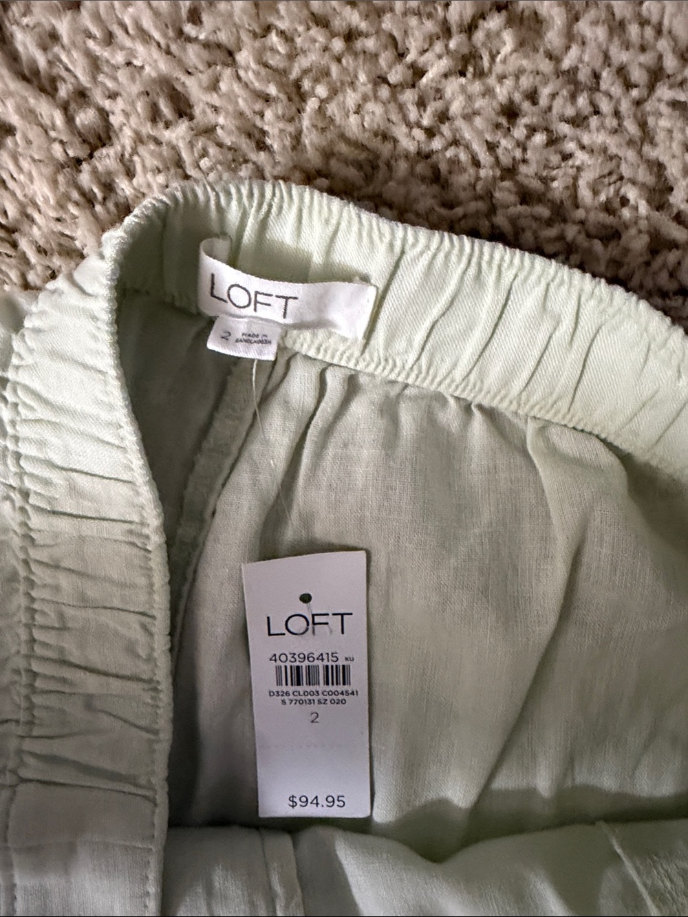 LOFT Linen Cotton Pull On Wide Leg Pants - Fog Green - 2 regular - NWT - Picture 4 of 6